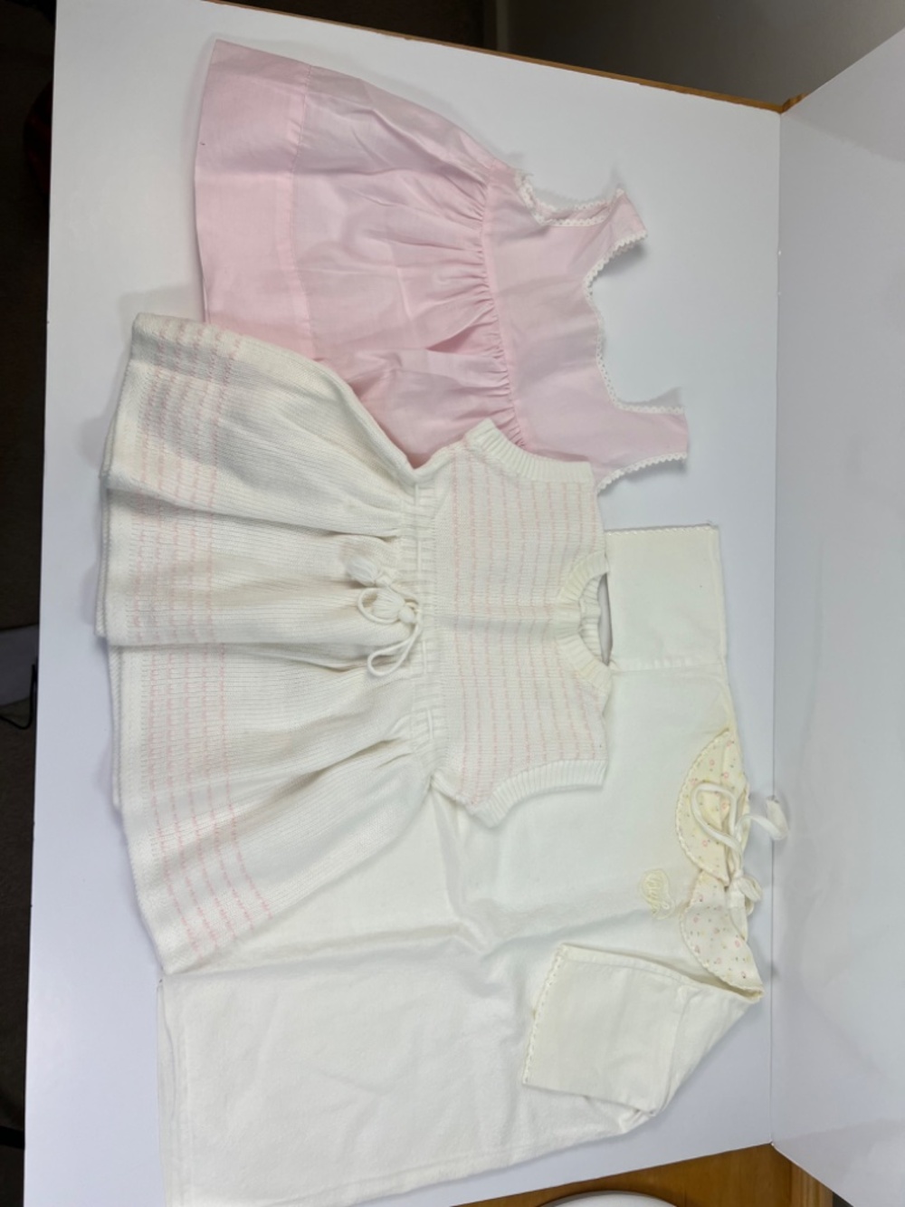 Vintage 1960s 1970s Baby Girl Lot of 3 Outfits size 6-12 months White/Pink